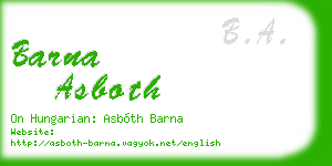 barna asboth business card