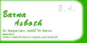 barna asboth business card